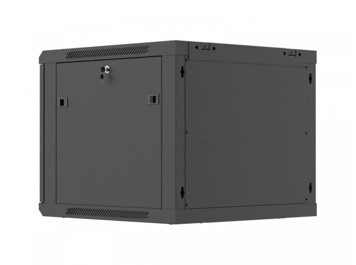 Szafa instalacyjna rack wisząca 19 cali 9U 600x600 czarna drzwi perforownae ( flat pack)