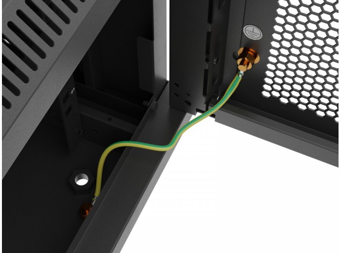 Szafa instalacyjna rack wisząca 19 cali 9U 600x600 czarna drzwi perforownae ( flat pack)