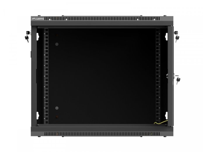 Szafa instalacyjna rack wisząca 19 cali 9U 600x600 czarna drzwi perforownae ( flat pack)