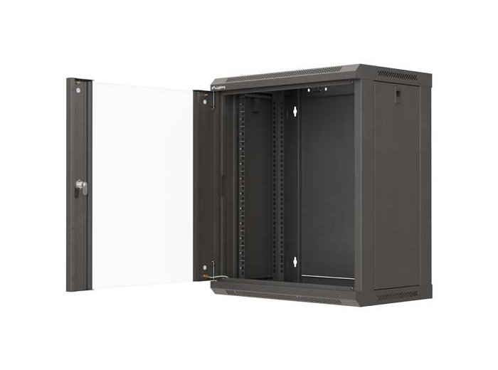 LANBERG SZAFA INSTALACYJNA RACK WISZĄCA 19" 12U 540X350 CZARNA DRZWI PRZESZKLONE (FLAT PACK)