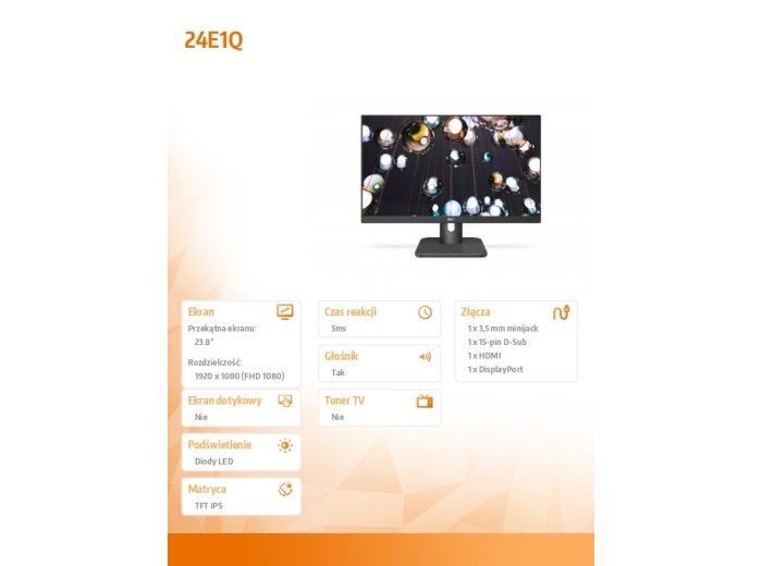 Monitor 23.8 24E1Q IPS DP HDMI Głośniki