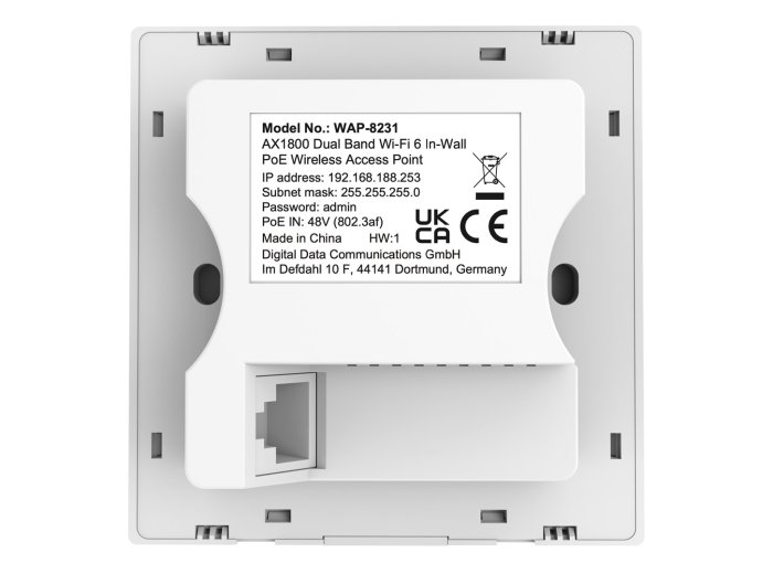 Dwuzakresowy bezprzewodowy punkt dostępowy PoE LevelOne AX1800 Dual-Band Wi-Fi 6 - 1800 Mbps - 574 Mbps - 1201 Mbps - 10,100,1000 Mbps - 2,412 - 2,484 - 5.18 - 5.825 GHz - IEEE 802.11a - IEEE 802.11ac - IEEE 802.11ax - IEEE 802.11b - IEEE 802.11g - IEEE 8