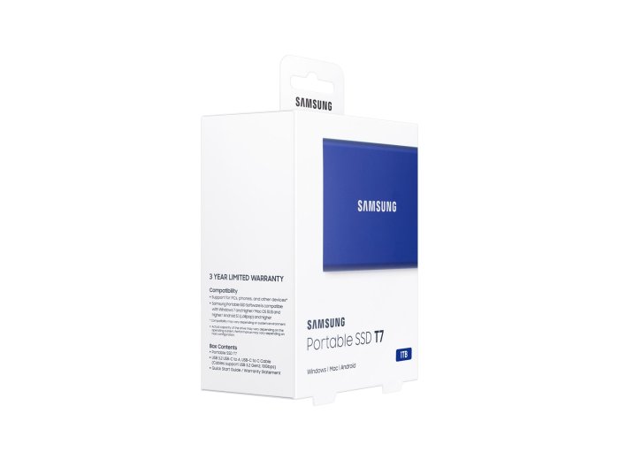 Dysk zewnętrzny SSD Samsung T7 (1TB; USB 3.2; niebieski; MU-PC1T0H/WW)