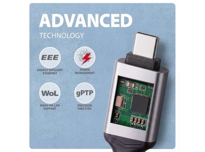 ADE-CM15 USB-C Gigabit Ethernet adapter z zintegrowanym kablem sieciowym CAT6 RJ-45 1.5 m