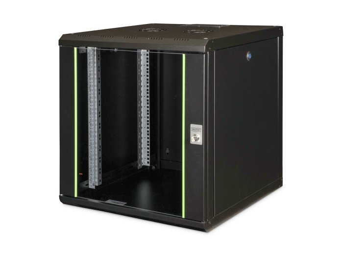 Digitus Szafa sieciowa wisząca Unique 19" 12U rack 600x600, drzwi szyba, czarny, niedzielona, złożona, 100kg