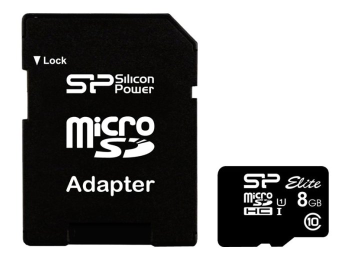 Karta pamięci Silicon Power microSDHC Elite 8GB CL10 UHS-1 (U1) + ADAPTER microSD-SD (SP008GBSTHBU1V10SP)