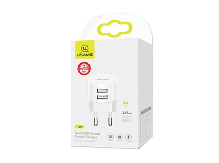 Ładowarka sieciowa T20 2xUSB 2,1A Kabel USB-C