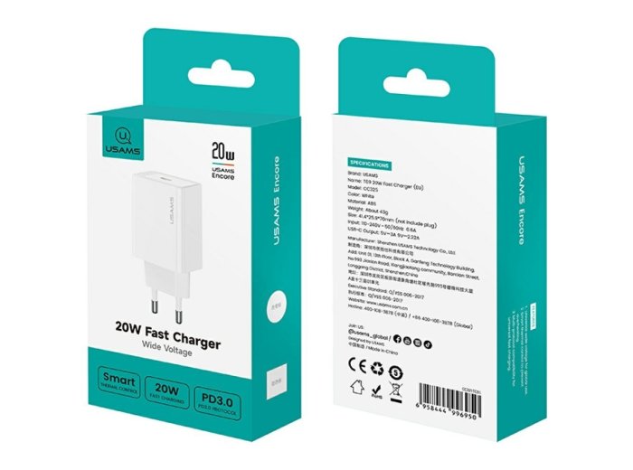 Ładowarka sieciowa T69 20W USB-C biały