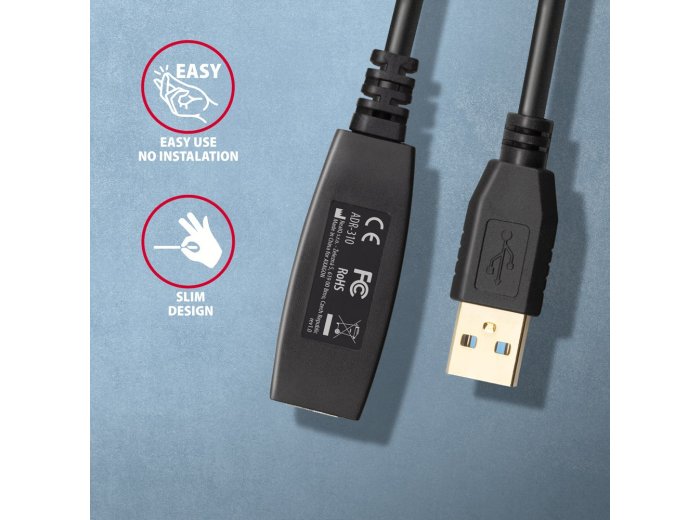 Axagon N ADR-310 USB 3.2 Gen 1 A-M -> A-F aktivni prodlu?ovaci repeater kabel kabel USB USB 3.2 Gen 1 (3.1 Gen 1) 10 m USB A Czarny