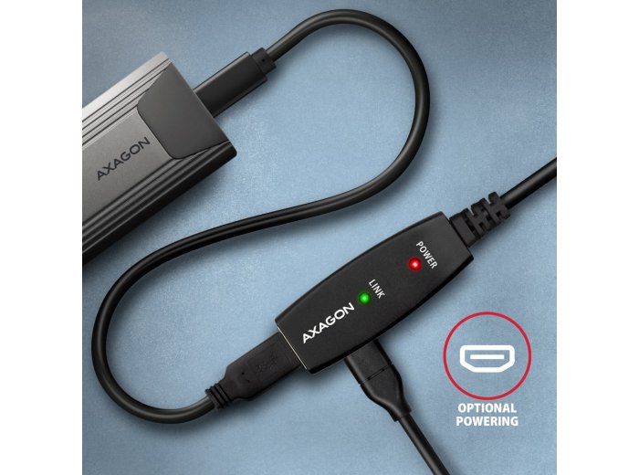 Axagon N ADR-310 USB 3.2 Gen 1 A-M -> A-F aktivni prodlu?ovaci repeater kabel kabel USB USB 3.2 Gen 1 (3.1 Gen 1) 10 m USB A Czarny