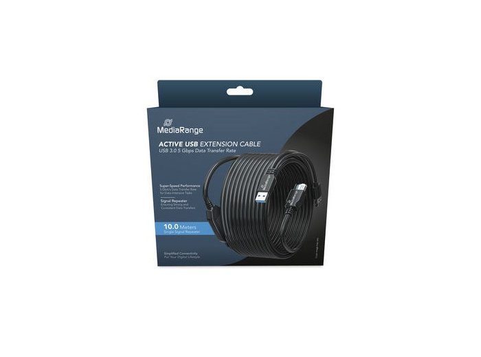 MediaRange MRCS243 kabel USB USB 3.2 Gen 1 (3.1 Gen 1) 10 m 2 x USB A USB A 5 Gbit/s Czarny