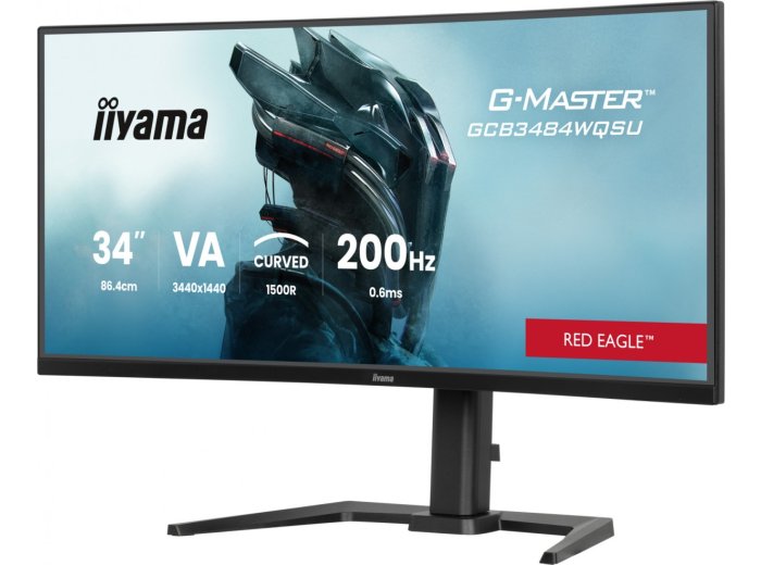 Monitor G-Master 34 cale GCB3484WQSU-B2,VA,UWQHD,200Hz,1500R,21:9, 450cd, 2x5W, PIP, PBP, 2xHDMI, DP, 2xUSB 3.2, 2xUSB-C, Dual mode: 1728x720 @400