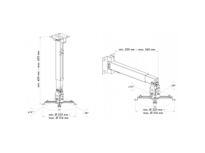 Schwaiger LWH310WD uchwyt do montażu projektora Sufit / Ściana Biały
