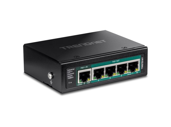 Przełącznik TRENDnet 5-portowy przemysłowy Gbit PoE pass-through na szynę DIN