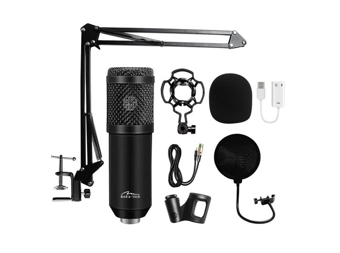 Mikrofon pojemnościowy, studyjny z zestawem akcesoriów STUDIO AND STREAMING MICROPHONE MT397K (Czarny)