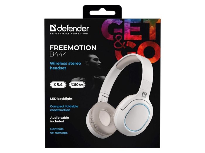DEFENDER SŁUCHAWKI NAUSZNE BLUETOOTH FREEMOTION B444 BEŻOWE 63444