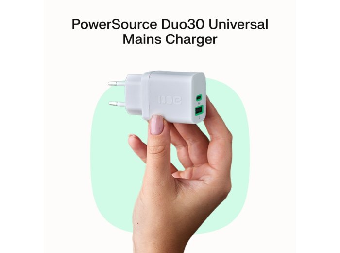 Ładowarka sieciowa 30W 1xUSB-C 1xUSB-A biała