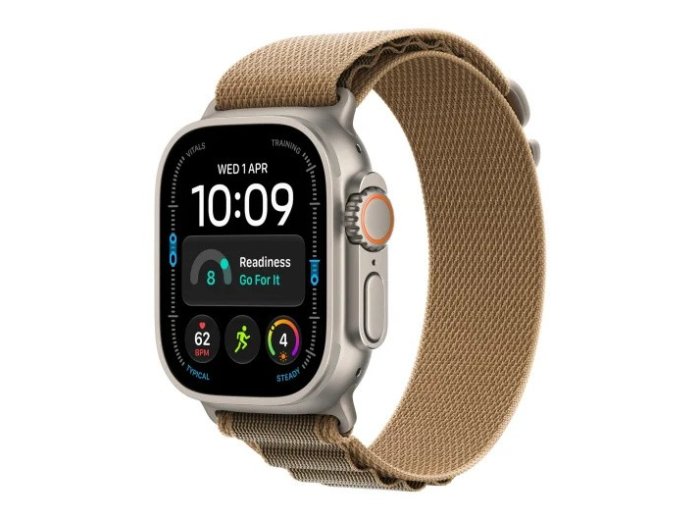 Smartwatch Watch Ultra 4 GPS + Cellular, koperta 49mm z tytanu w kolorze naturalnym, opaska Alpine w kolorze pustynnym - rozmiar M