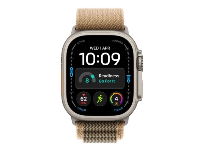 Smartwatch Watch Ultra 4 GPS + Cellular, koperta 49mm z tytanu w kolorze naturalnym, opaska Alpine w kolorze pustynnym - rozmiar M