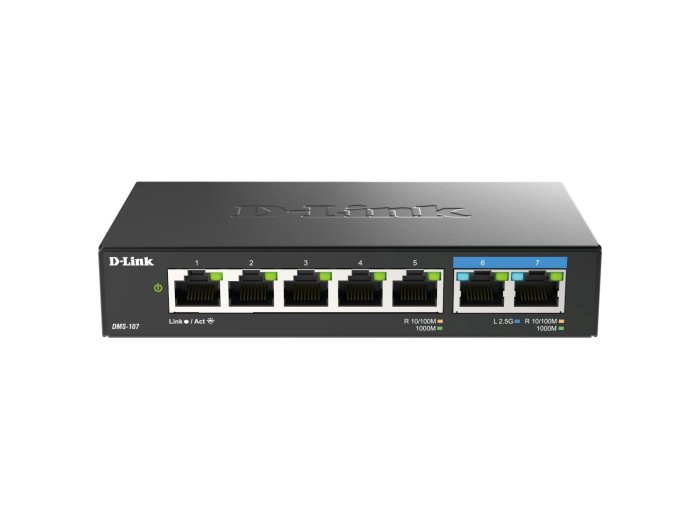 Switch sieciowy D-Link DMS-107/E łącza sieciowe Nie zarządzany Gigabit Ethernet (10/100/1000) Czarny