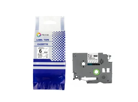 PRISM Brother taśma TZe-111 6mm x 8m czarny na przezroczystym