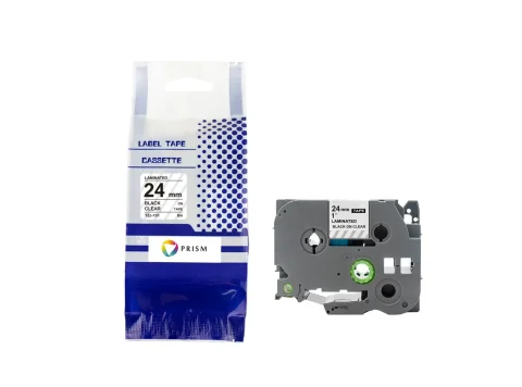 PRISM Brother taśma TZE-151 24mm x 8m czarny na przezroczystym