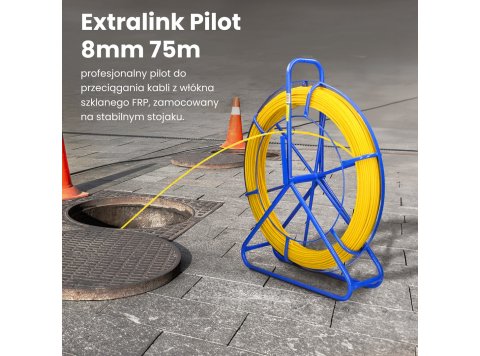 Extralink Pilot 8mm 75m | Pilot do przeciągania kabli | włókno szklane FRP, śr. 8mm, dł. 75m, żółty (EX.30899)