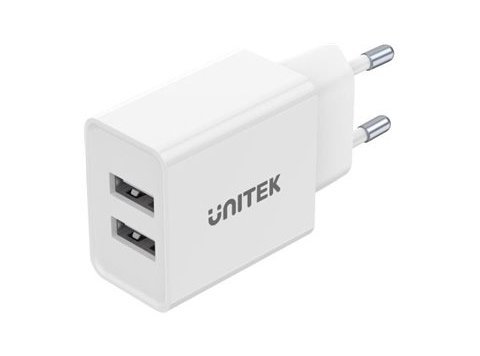 UNITEK ŁADOWARKA 2X USB-A, 12W, BIAŁA, P1113A-EU
