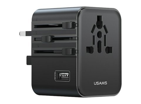 Ładowarka travel adapter 17W CC308 USB-C + USB-A 4w1 US/AU/EU/UK czarna