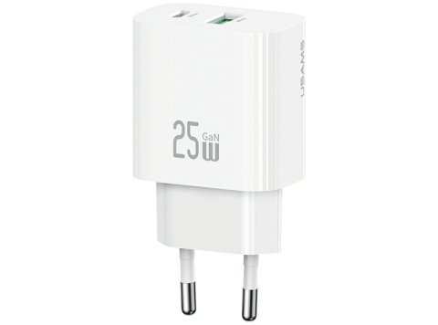 Ładowarka sieciowa 25W 1xUSB-A 1xUSB-A fast charging Biała