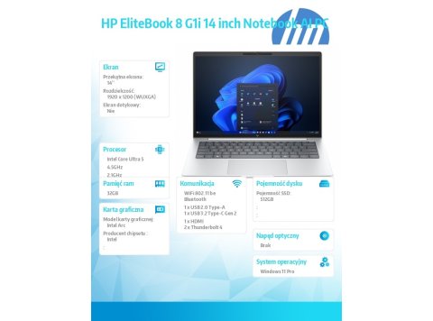 Laptop EliteBook 8 G1i U5-228V 512GB/32GB/W11P/14.0 C51GYET