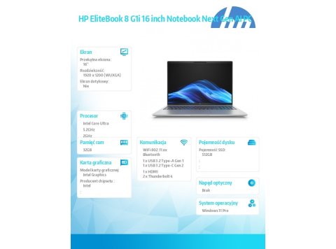 Laptop EliteBook 8 G1i U7-255U 512GB/32GB/W11P/16.0 C51M2ET