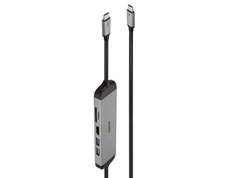 Lindy 43326 stacja dokująca Przewodowa USB 3.2 Gen 1 (3.1 Gen 1) Type-C Czarny, Szary