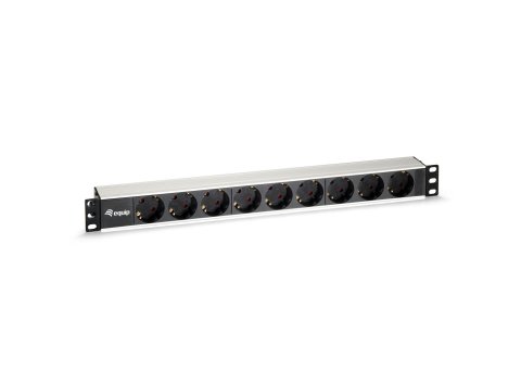 Equip 333292 rozdzielacz zasilania PDU 9 x gniazdo sieciowe 1U Czarny, Srebrny