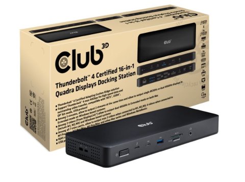 CLUB3D CSV-1583 stacja dokująca Przewodowa Thunderbolt 4 Czarny