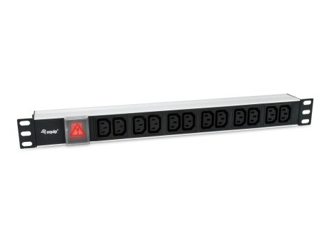 Equip 333318 rozdzielacz zasilania PDU 12 x gniazdo sieciowe 1U Czarny, Srebrny