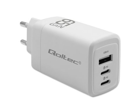 Ładowarka sieciowa 65W GaN | 5-20V | 3-3.35A | 2xUSB-C PD | 1xUSBQC 3.0 | Biała