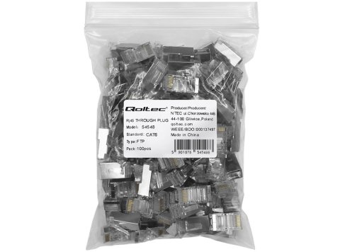 Wtyk przelotowy złącze RJ45 | CAT6 | FTP | Pass Through | Pozłacane styki | 100 sztuk