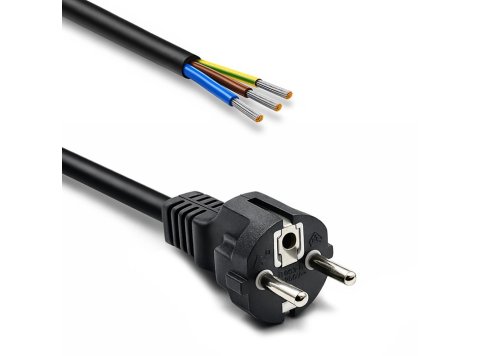 Kabel zasilający SCHUKO CEE 7/7 (E/F) | miedź Cu | odizolowany lutowany | 3x1.5mm2 | 1.8m