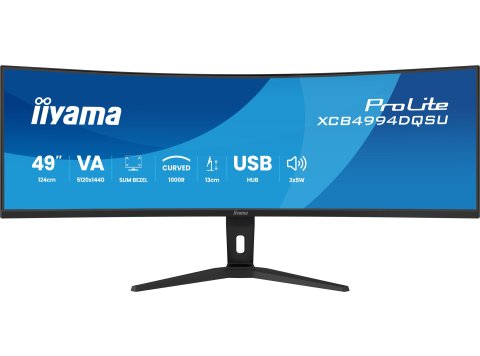 iiyama ProLite XCB4994DQSU-B1 monitor komputerowy 124,5 cm (49") 5120 x 1440 px Dual QHD LCD Czarny
