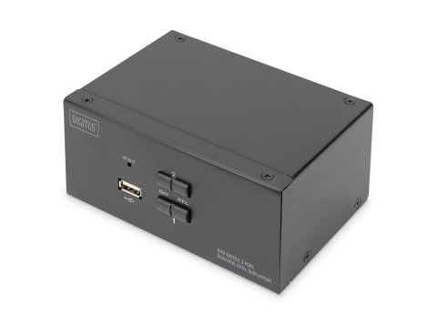 Przełącznik KVM, 2 portowy, 4K 60Hz, 4xDP IN, 2xDP OUT, 2xUSB A, 2x Audio IN&OUT