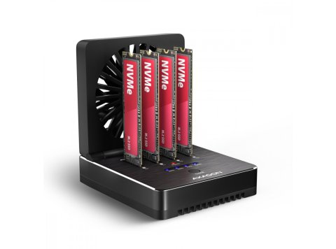 ADSA-M2C44 ALU Stacja dokująca USB4 dla 4x M.2 NVMe SSD z funkcją klonowania dysków bez komputera, z wentylatorem chłodzącym