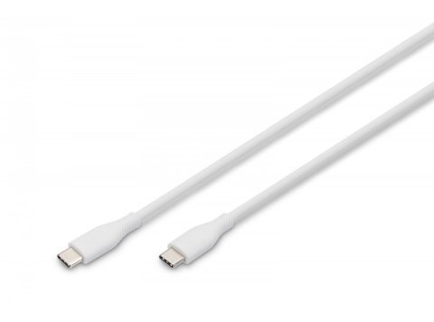Kabel połączeniowy silikonowy USB-C - USB-C, USB 2.0 60W, 1m Biały