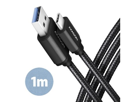 BUCM3-AM10AB Kabel USB-C - USB-A 3.2 Gen 1, 1m, 3A, ALU, oplot, Czarny