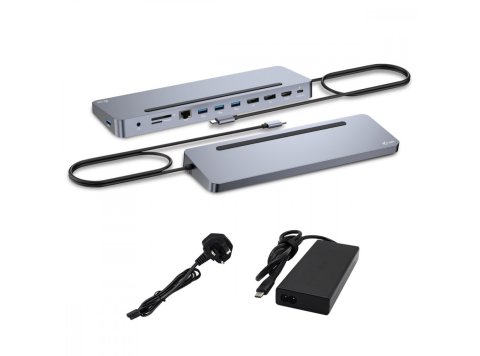 Stacja dokująca USB-C Metal Ergonomic 4K 3x Display Docking Station PD 100W + i-tec Universal Charger 100W (bundle)