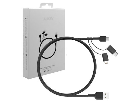 CB-BAL5 3w1 kabel micro USB | USB-C | Lightning | 1.2m nylonowy oplot czarny