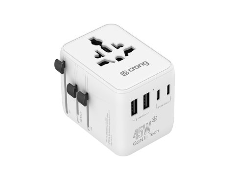World Travel Adapter GaN 45W UK/EU/US/AU biały