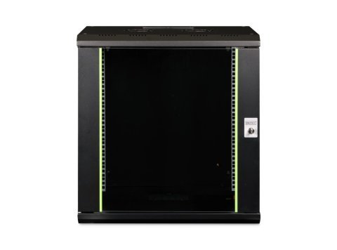 Szafa sieciowa wisząca Unique 19" 12U rack 600x450, drzwi szyba, czarny, niedzielona, złożona, 100kg