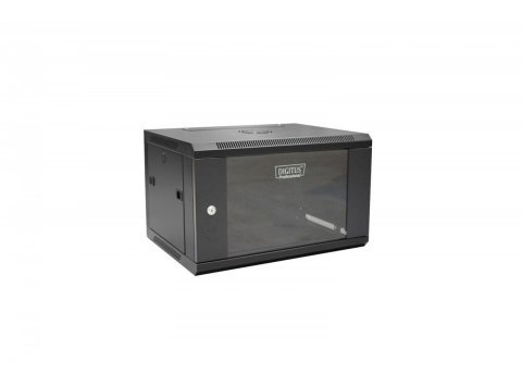Szafa wisząca jednosekcyjna 19 cali 6U 368/600/450mm drzwi szklane Czarna