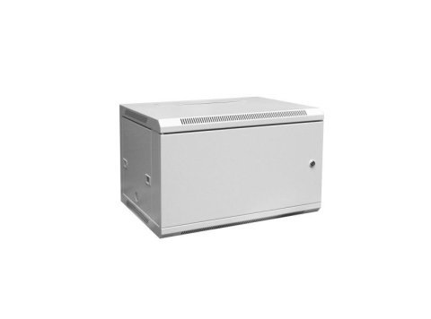 Szafa wisząca jednosekcyjna 19 6U 368/600/450mm, drzwi metalowe, szara (RAL7035), zmontowana
